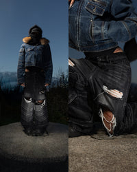 [PRE-ORDER] hand-distressed armoured jeanz